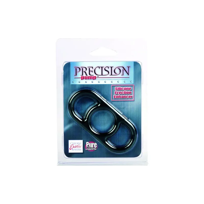 Black silicone precision pump enhancer by Calexotics, comfortable fit at base of cylinder.