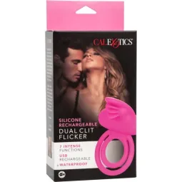 Double anneau vibrant CALEXOTICS en silicone avec télécommande, 7 modes vibratoires pour couple