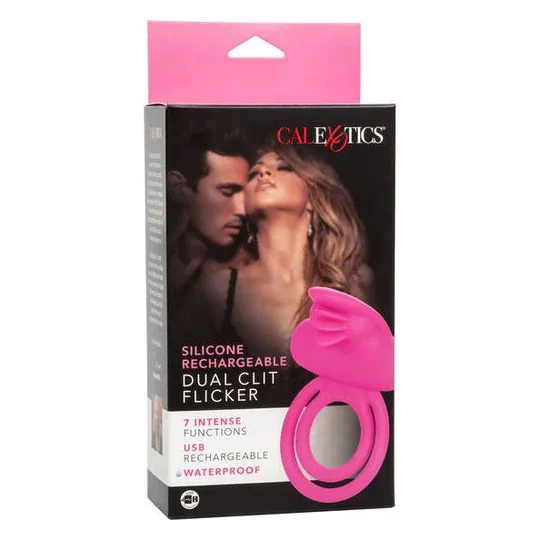 Double anneau vibrant CALEXOTICS en silicone avec télécommande, 7 modes vibratoires pour couple