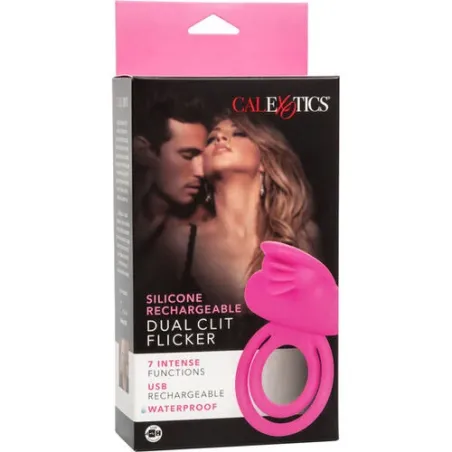 Double anneau vibrant CALEXOTICS en silicone avec télécommande, 7 modes vibratoires pour couple