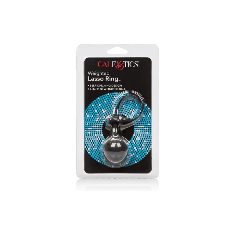 Anneau lasso lesté Calexotics en silicone doux, poids 110g : maintien et plaisir intense.