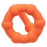 Oranger CalExotics Alpha All Star Penisring aus flüssigem Silikon mit Doppelring und Perlen.