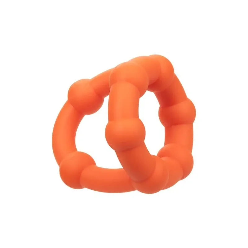Anneau pénien orange CalExotics Alpha All Star en silicone liquide double anneau avec perles de plaisir.