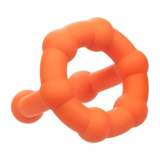 Anneau pénien orange CalExotics Alpha All Star en silicone liquide double anneau avec perles de plaisir.