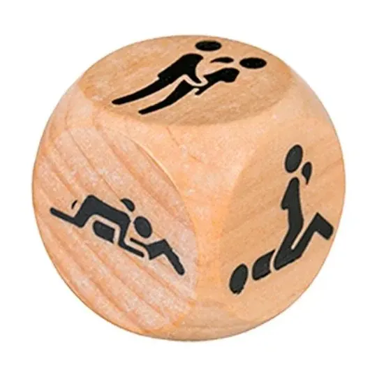 Dé Kamasutra en bois ALIVE avec six positions sexuelles - vue de face