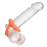 Anneau pénien orange CalExotics Alpha All Star en silicone liquide double anneau avec perles de plaisir.