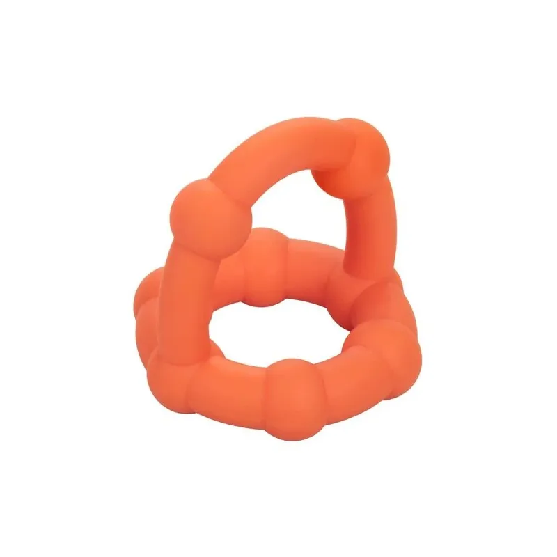 Anillo peneano naranja CalExotics Alpha All Star de silicona líquida doble anillo con perlas.