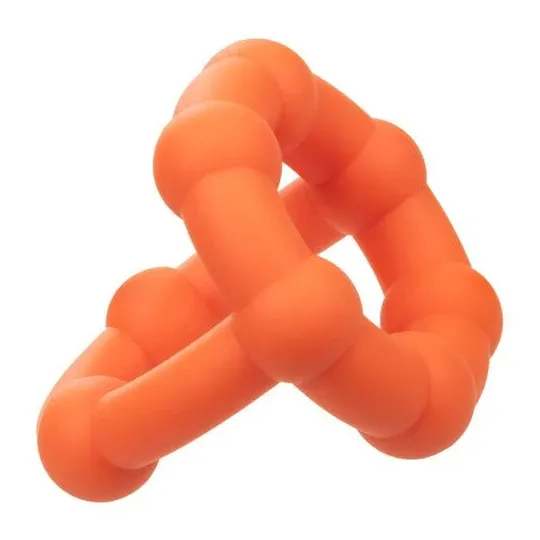 Orange CalExotics Alpha All Star penis ring, double ring with pleasure beads, liquid silicone.