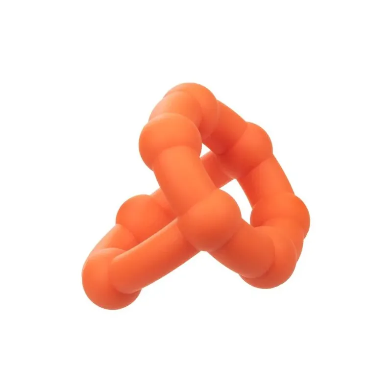 Anneau pénien orange CalExotics Alpha All Star en silicone liquide double anneau avec perles de plaisir.