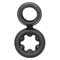 Bague double anneau CALEXOTICS Alpha Dual Magnum noire en silicone liquide extensible vue principale