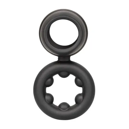 Bague double anneau CALEXOTICS Alpha Dual Magnum noire en silicone liquide extensible vue principale