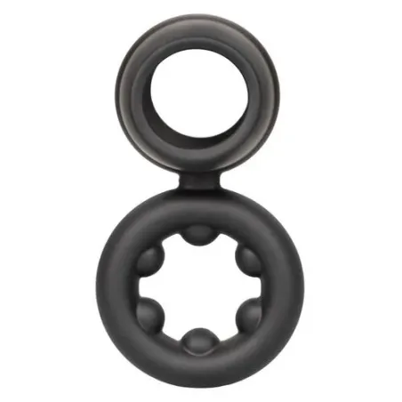 Bague double anneau CALEXOTICS Alpha Dual Magnum noire en silicone liquide extensible vue principale