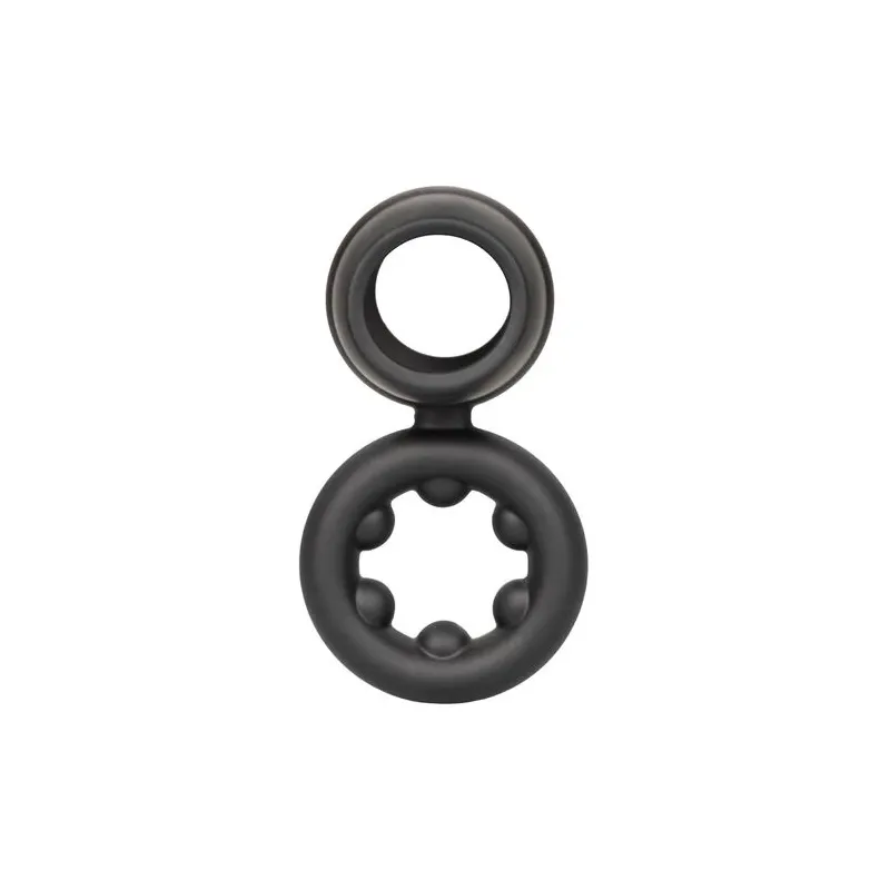 Bague double anneau CALEXOTICS Alpha Dual Magnum noire en silicone liquide extensible vue principale