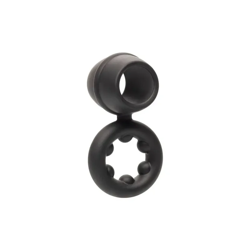 Bague double anneau CALEXOTICS Alpha Dual Magnum noire en silicone liquide extensible vue principale