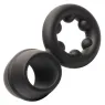 Bague double anneau CALEXOTICS Alpha Dual Magnum noire en silicone liquide extensible vue principale