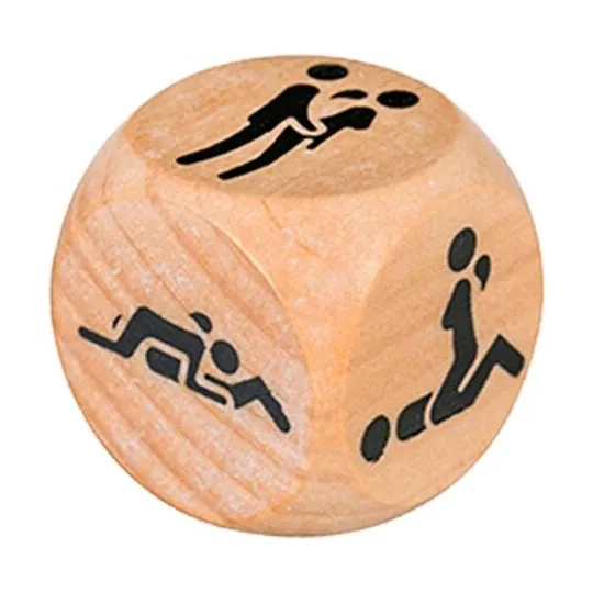 Dé Kamasutra en bois ALIVE avec six positions sexuelles - vue de face