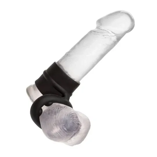 Bague double anneau CALEXOTICS Alpha Dual Magnum noire en silicone liquide extensible vue principale