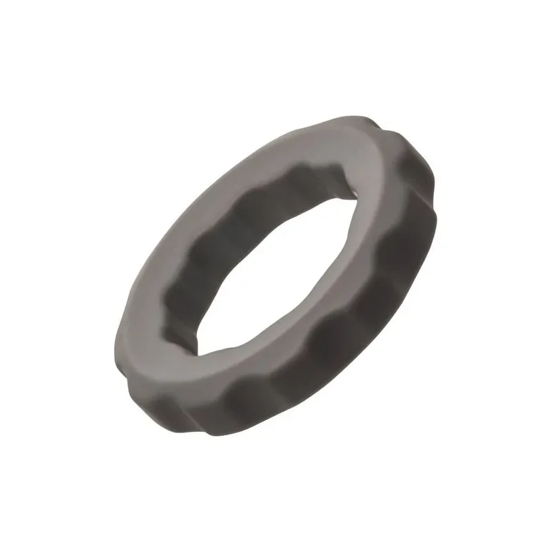 Anello penieno grigio CalExotics in silicone liquido con perle integrate.