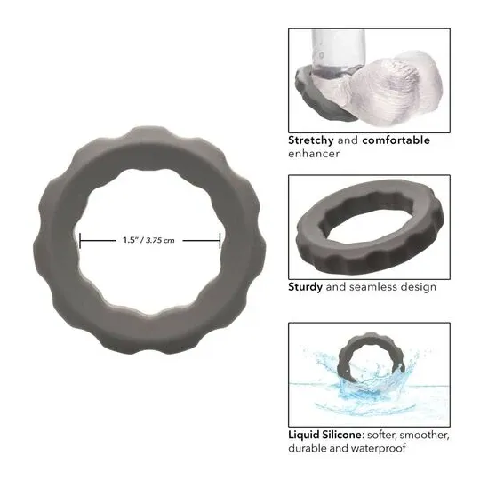 CalExotics bague de contention grise en silicone liquide avec perles intégrées.