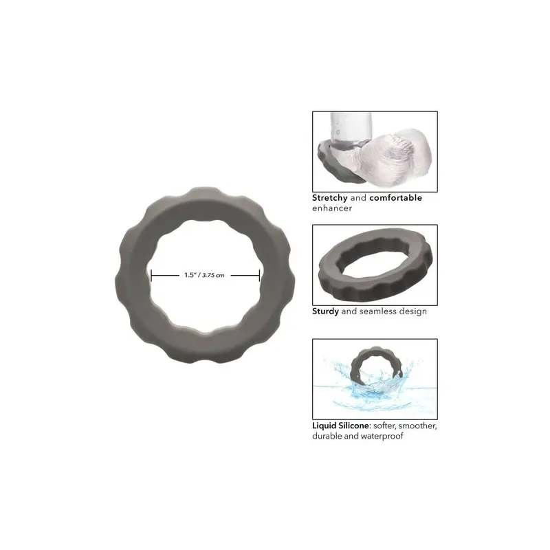 CalExotics bague de contention grise en silicone liquide avec perles intégrées.