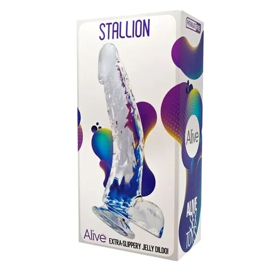 Gode réaliste transparent ALIVE 22 cm, base ventouse, pénis détalon translucide pour pénétration