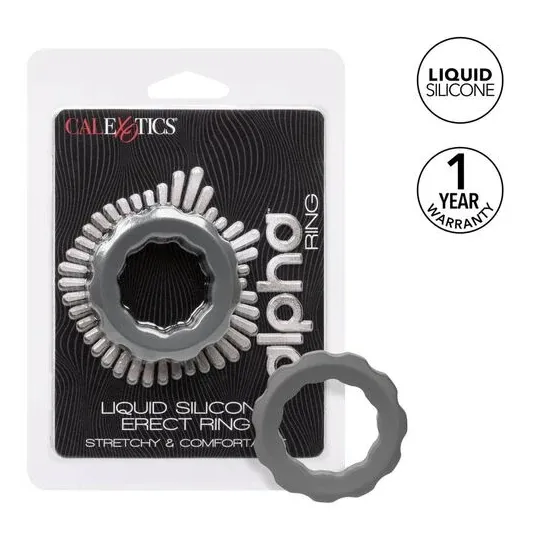 Anello penieno grigio CalExotics in silicone liquido con perle integrate.