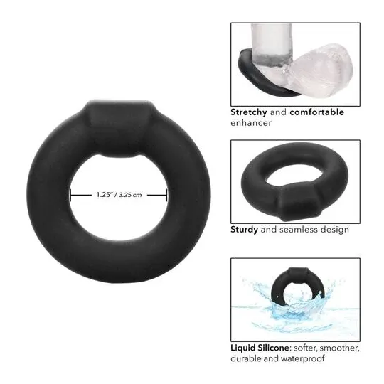 Anneau pénien CalExotics noir en silicone liquide extensible, vue principale