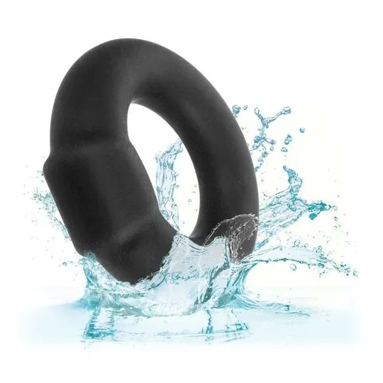 Anneau pénien CalExotics noir en silicone liquide extensible, vue principale