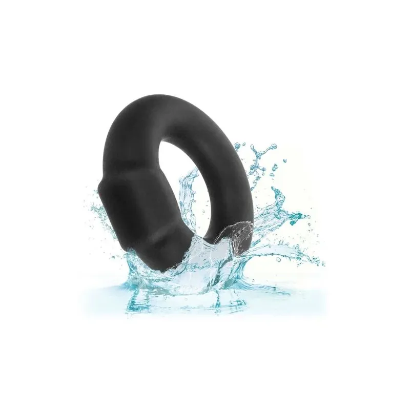 Anneau pénien CalExotics noir en silicone liquide extensible, vue principale