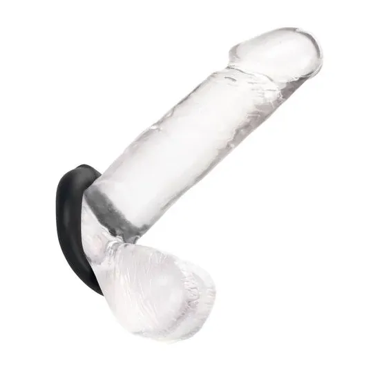 Anneau pénien CalExotics noir en silicone liquide extensible, vue principale