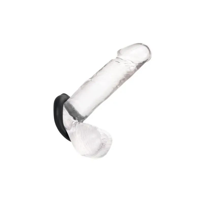 Anneau pénien CalExotics noir en silicone liquide extensible, vue principale