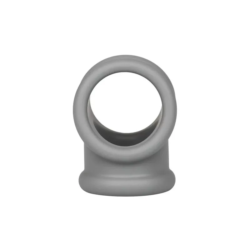 Anello per erezione Alpha Precision CalExotics grigio, silicone liquido, doppio anello per pene e scroto, vista d'insieme