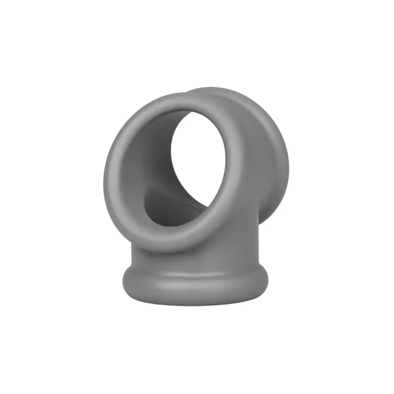 Erektionsring Alpha Precision CalExotics grau, flüssiges Silikon, Doppelring für Penis und Skrotum, Gesamtansicht