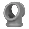 Erektionsring Alpha Precision CalExotics grau, flüssiges Silikon, Doppelring für Penis und Skrotum, Gesamtansicht