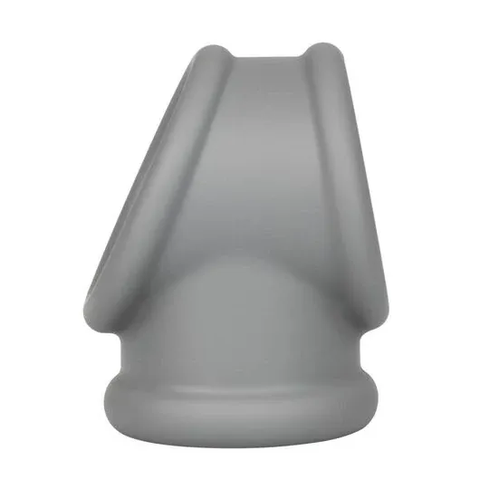 Anillo de erección Alpha Precision CalExotics gris, silicona líquida, doble anillo para pene y escroto, vista general" } }, { "i