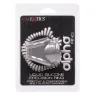 Anello per erezione Alpha Precision CalExotics grigio, silicone liquido, doppio anello per pene e scroto, vista d'insieme