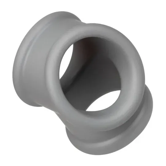 Anello per erezione Alpha Precision CalExotics grigio, silicone liquido, doppio anello per pene e scroto, vista d'insieme