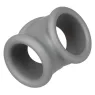 Erektionsring Alpha Precision CalExotics grau, flüssiges Silikon, Doppelring für Penis und Skrotum, Gesamtansicht