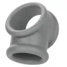 Bague Alpha Precision CalExotics grise en silicone liquide, double anneau pénien et scrotum, vue d'ensemble