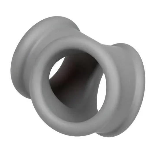 CalExotics Alpha Precision cock ring gray liquid silicone, double ring for penis and scrotum, overview