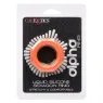 Anneau pénien CalExotics Alpha Sexagon en silicone orange, design hexagonal extensible, pour endurance et plaisir.