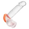 Anneau pénien CalExotics Alpha Sexagon en silicone orange, design hexagonal extensible, pour endurance et plaisir.