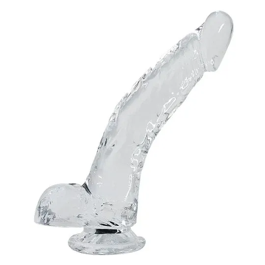 Gode réaliste transparent ALIVE 22 cm, base ventouse, pénis détalon translucide pour pénétration