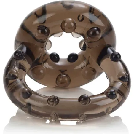 Anello penieno doppio Calexotics in TPR per erezione prolungata ed eiaculazione ritardata, accessorio intimo discreto.