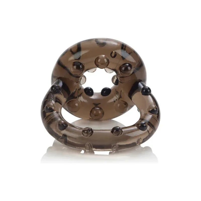 Anillo doble para pene Calexotics de TPR para erección prolongada y eyaculación retardada, accesorio íntimo discreto.