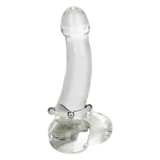 Bague en silicone perlée acier L Calexotics : anneau pénien noir avec perles d'acier inoxydable pour stimulation