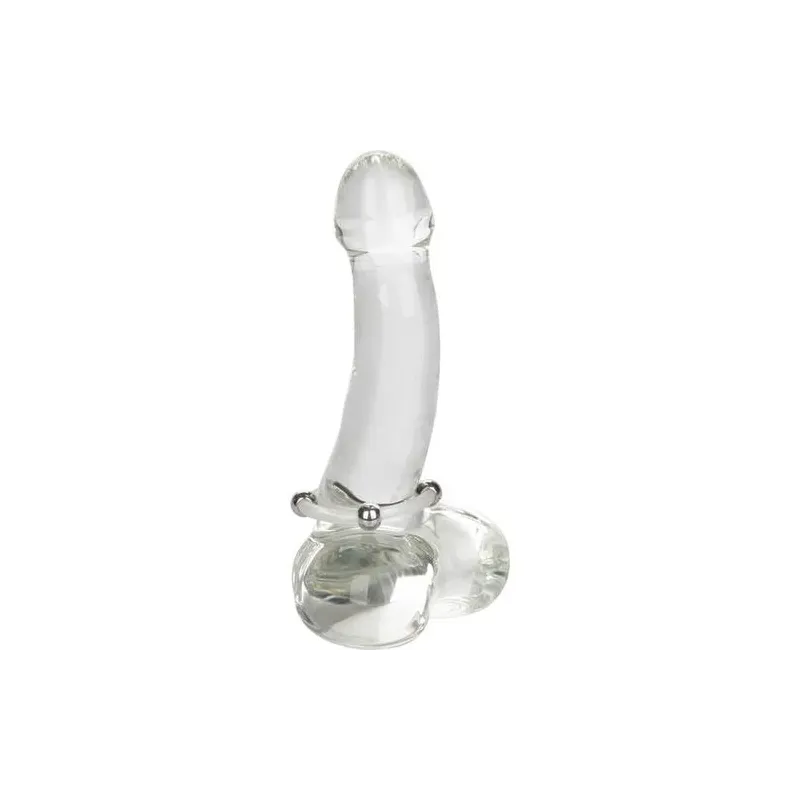 Bague en silicone perlée acier L Calexotics : anneau pénien noir avec perles d'acier inoxydable pour stimulation