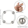 Bague en silicone perlée acier L Calexotics : anneau pénien noir avec perles d'acier inoxydable pour stimulation