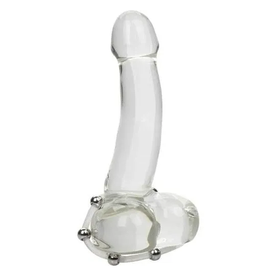 Bague pénienne XL en silicone noir avec perles en acier inoxydable Calexotics - anneau de stimulation pour hommes