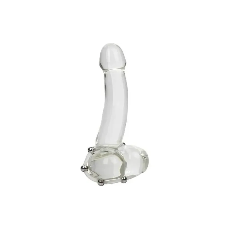 Bague pénienne XL en silicone noir avec perles en acier inoxydable Calexotics - anneau de stimulation pour hommes